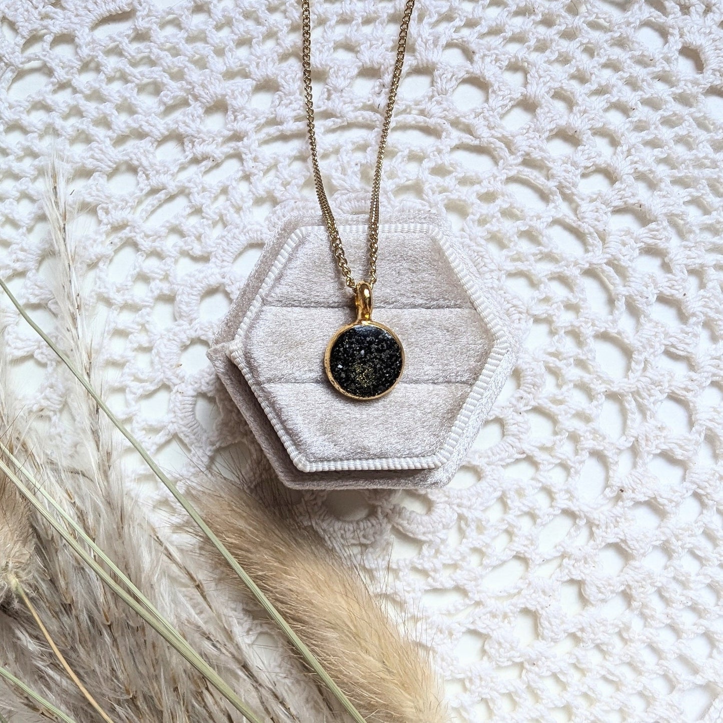 Memorial Ashes Round Pendant Necklace - Choose Your Color - Solace Handmade Jewelry