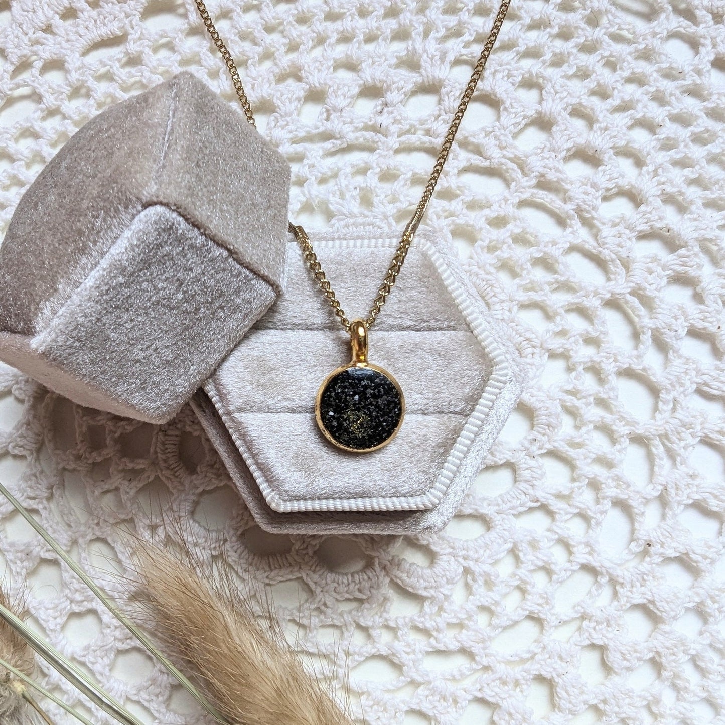 Memorial Ashes Round Pendant Necklace - Choose Your Color - Solace Handmade Jewelry